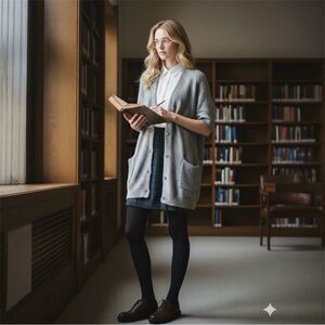 Eileen Fisher Button Cardigan Wool Rabbit Cashmere Academia Preppy Grandmacore M